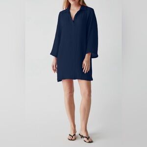 Michael Stars navy long sleeve guaze tunic dress Swim Cover-Up size small